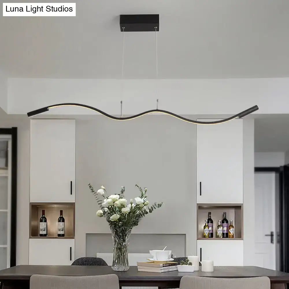 Modern black & white wavy led pendant light dining room fixture