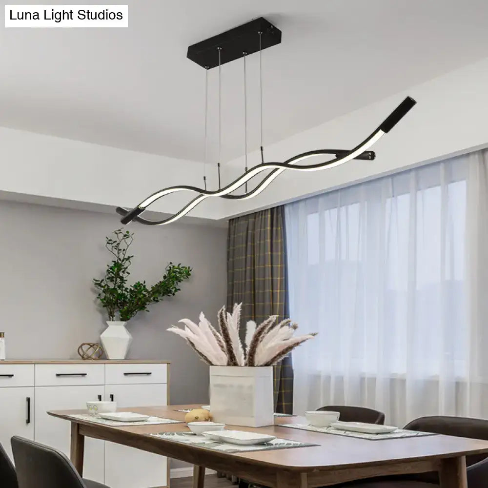 Modern black & white wavy led pendant light dining room fixture