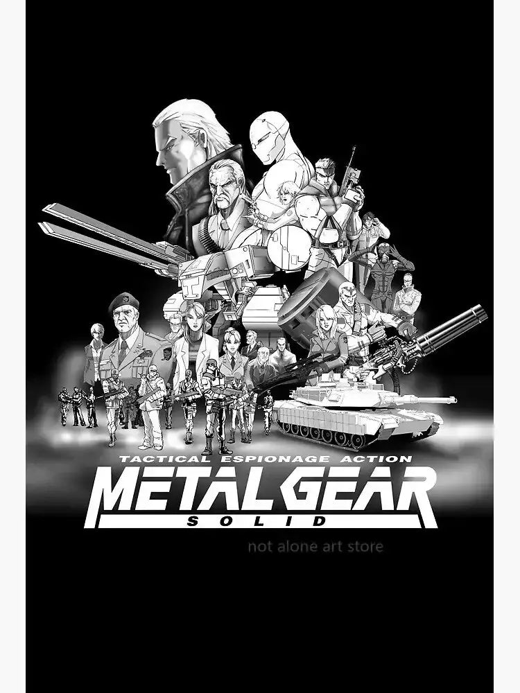 Framed metal gear solid canvas art poster for gaming room decor