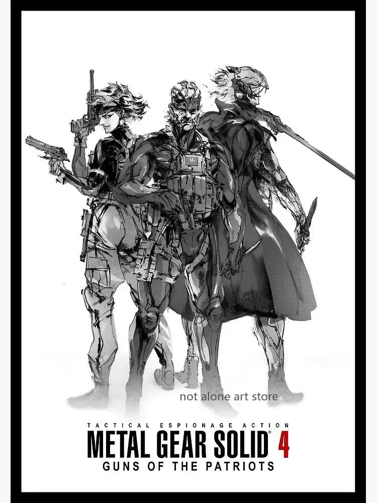 Framed metal gear solid canvas art poster for gaming room decor