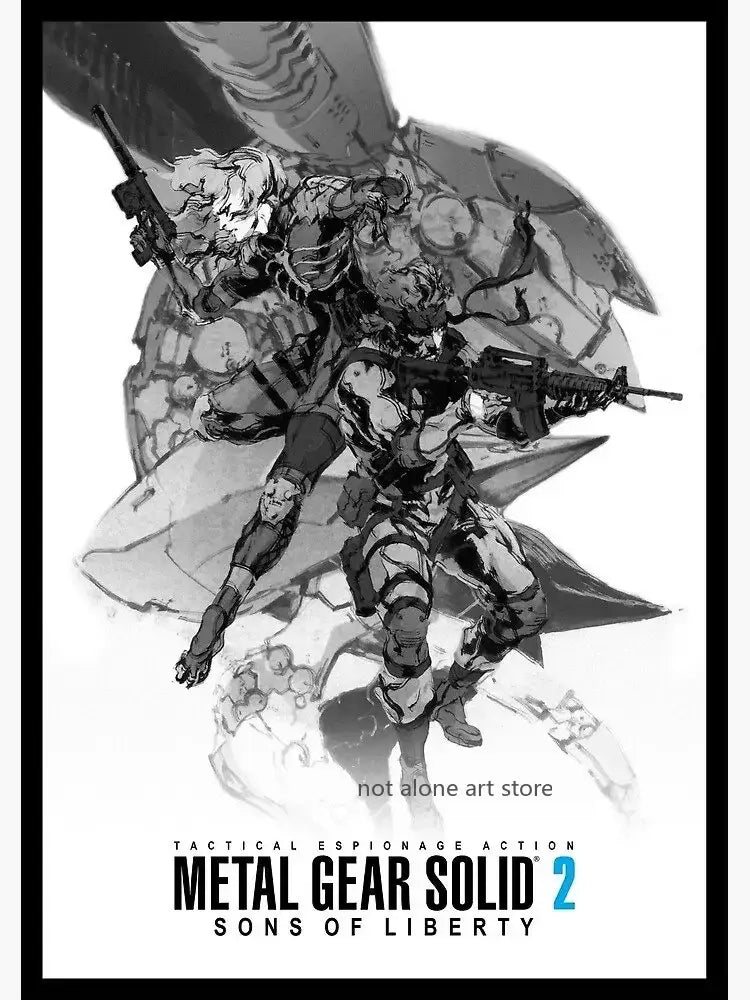 Framed metal gear solid canvas art poster for gaming room decor