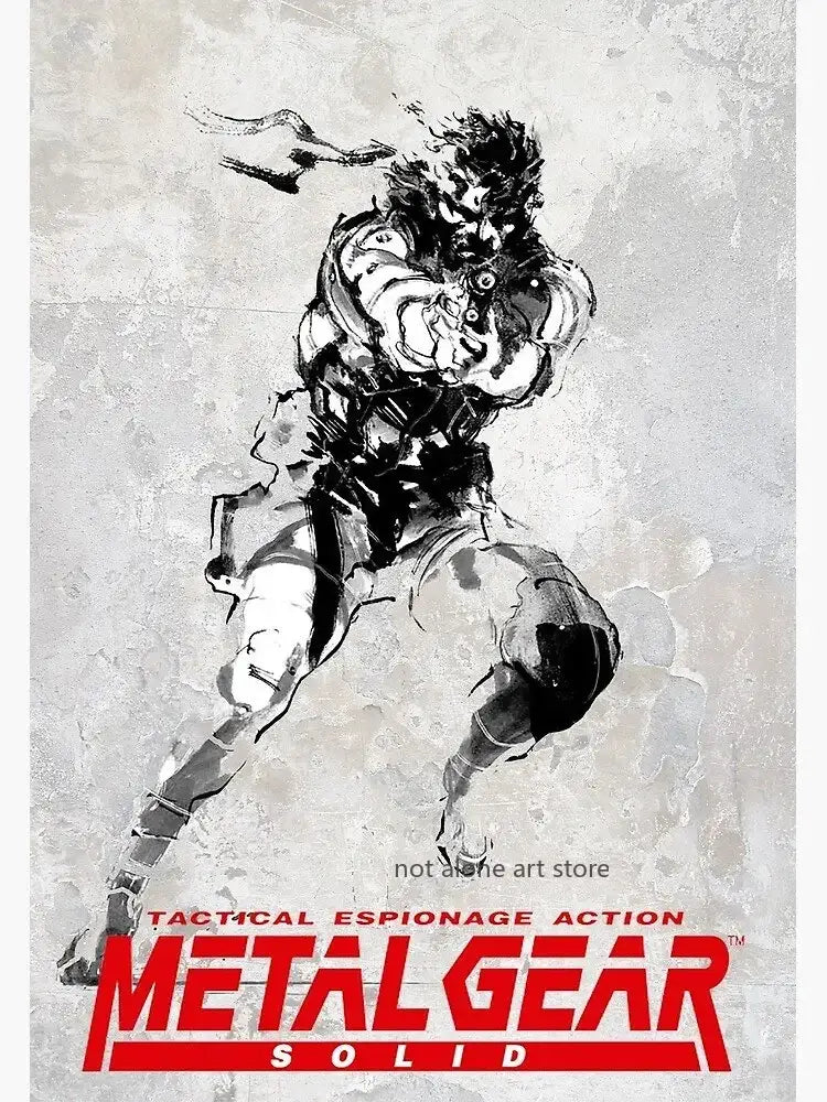 Framed metal gear solid canvas art poster for gaming room decor