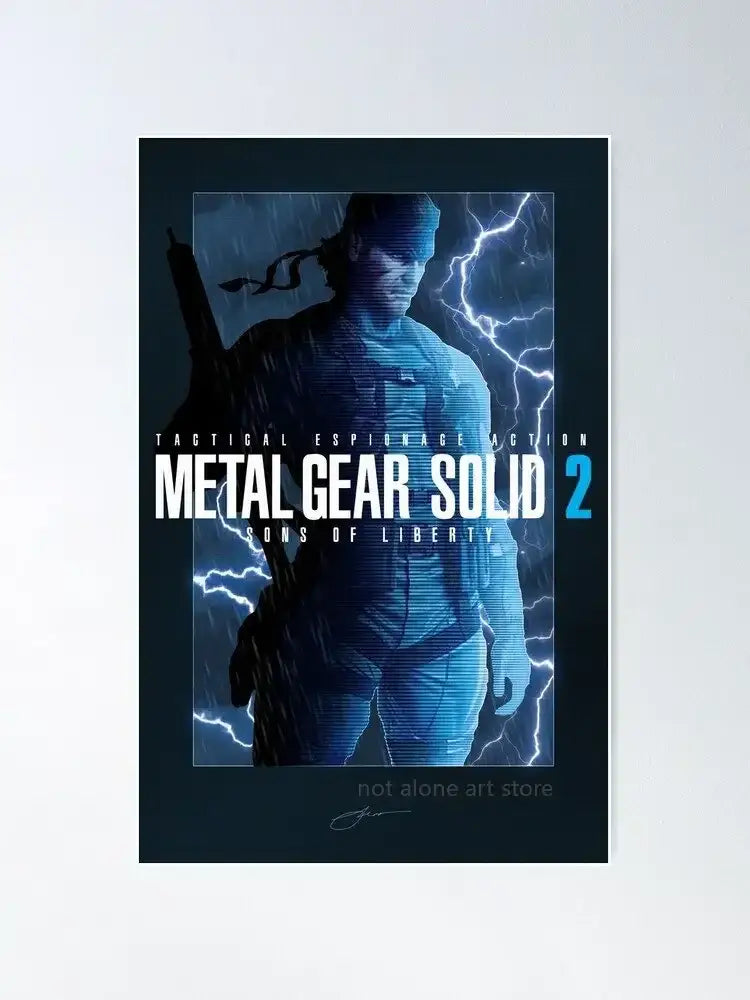 Framed metal gear solid canvas art poster for gaming room decor