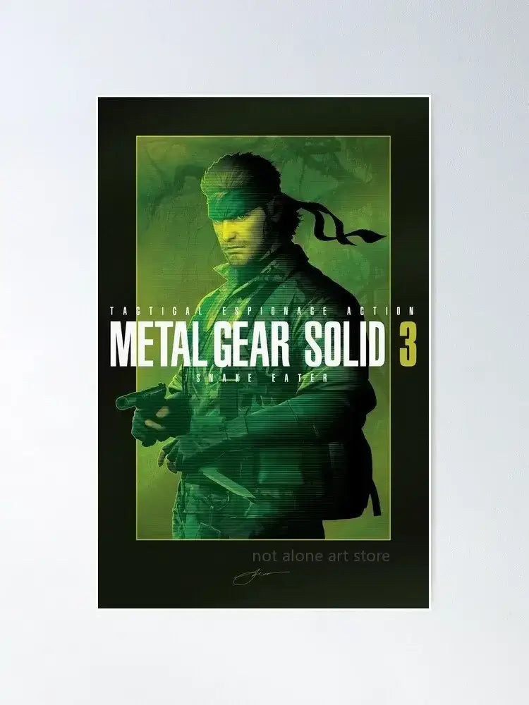 Framed metal gear solid canvas art poster for gaming room decor