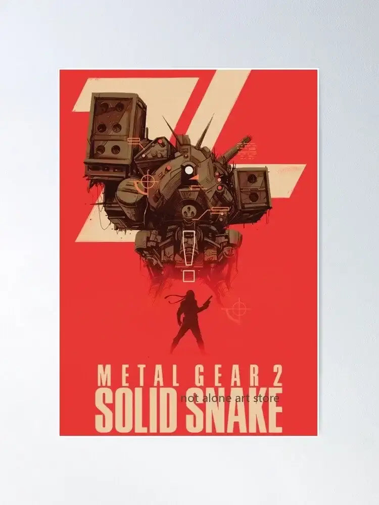Framed metal gear solid canvas art poster for gaming room decor