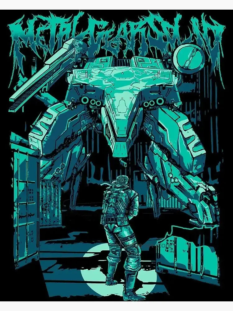 Framed metal gear solid canvas art poster for gaming room decor