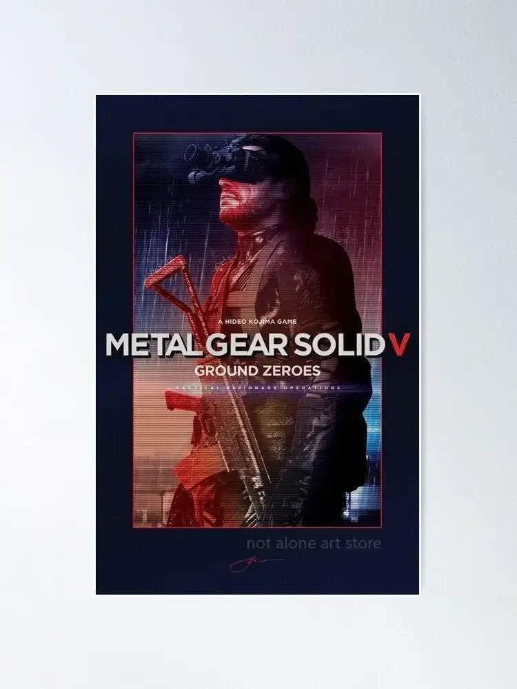 Framed metal gear solid canvas art poster for gaming room decor