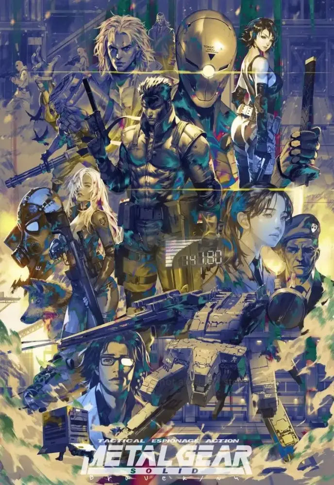 Framed metal gear solid canvas art poster for gaming room decor