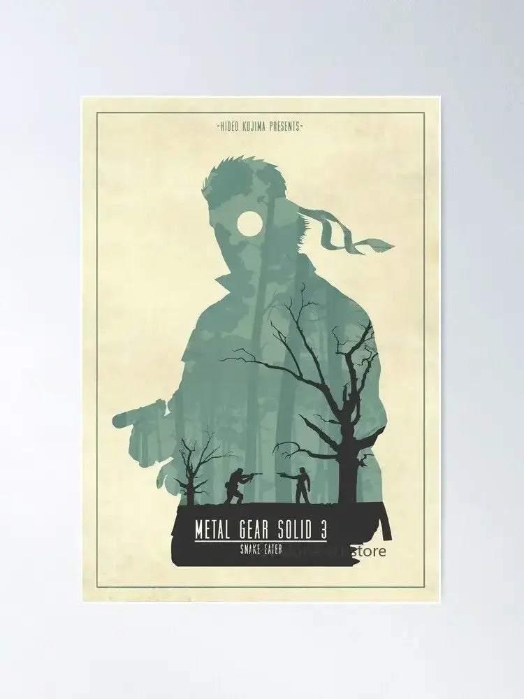 Framed metal gear solid canvas art poster for gaming room decor