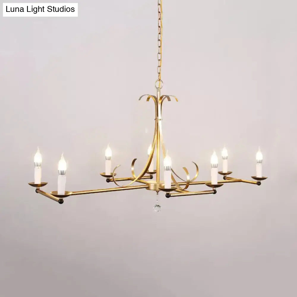 Antique brass metal island chandelier traditional candle dining room