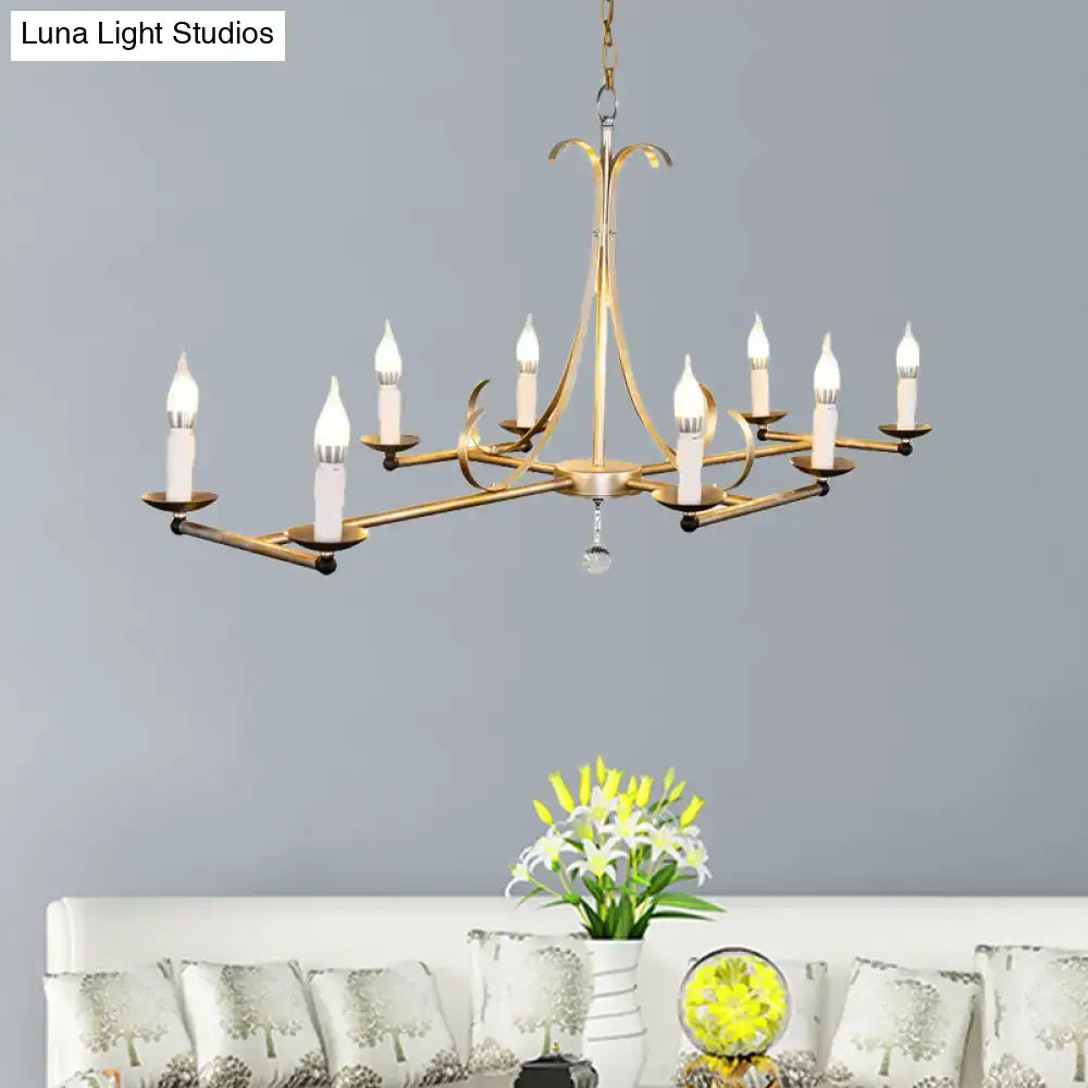 Antique brass metal island chandelier traditional candle dining room