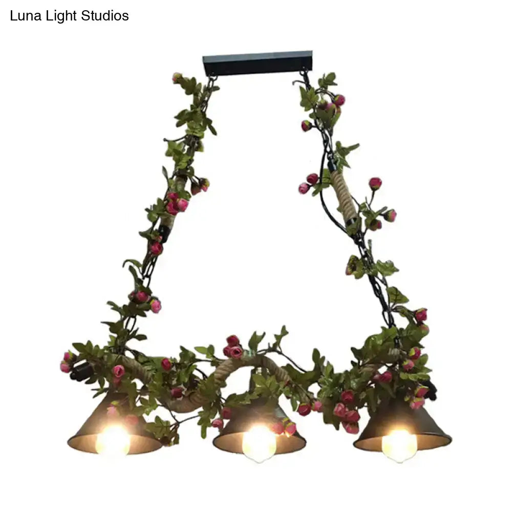 Vintage black rose three light heads ceiling light dining room