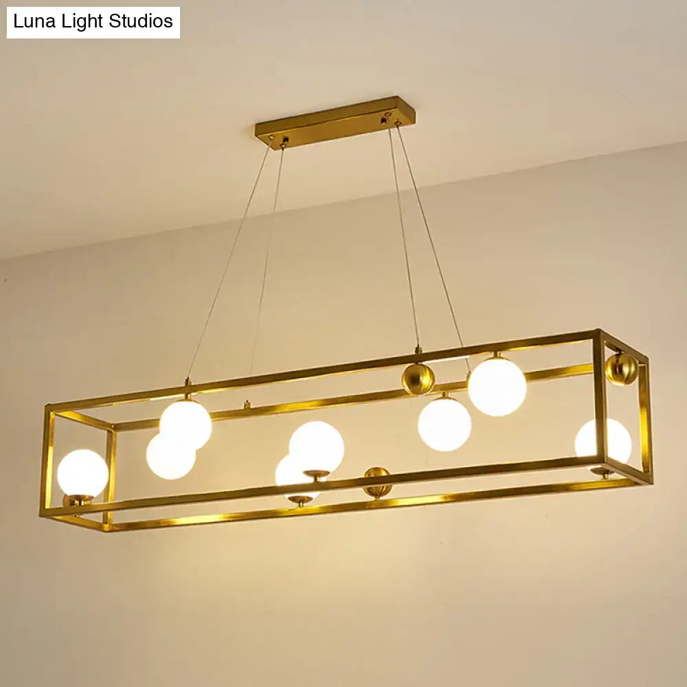 Industrial black & gold pendant light with milk glass shade dining room