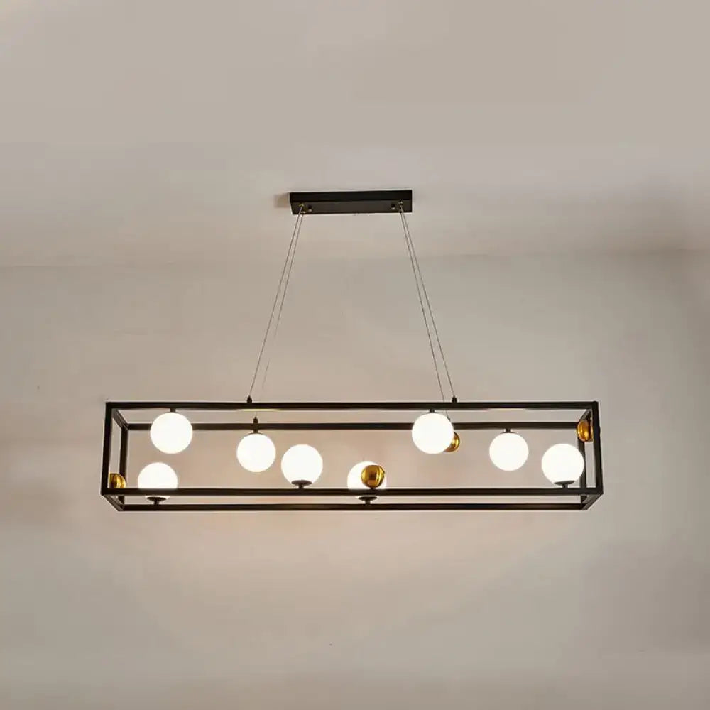 Industrial black & gold pendant light with milk glass shade dining room