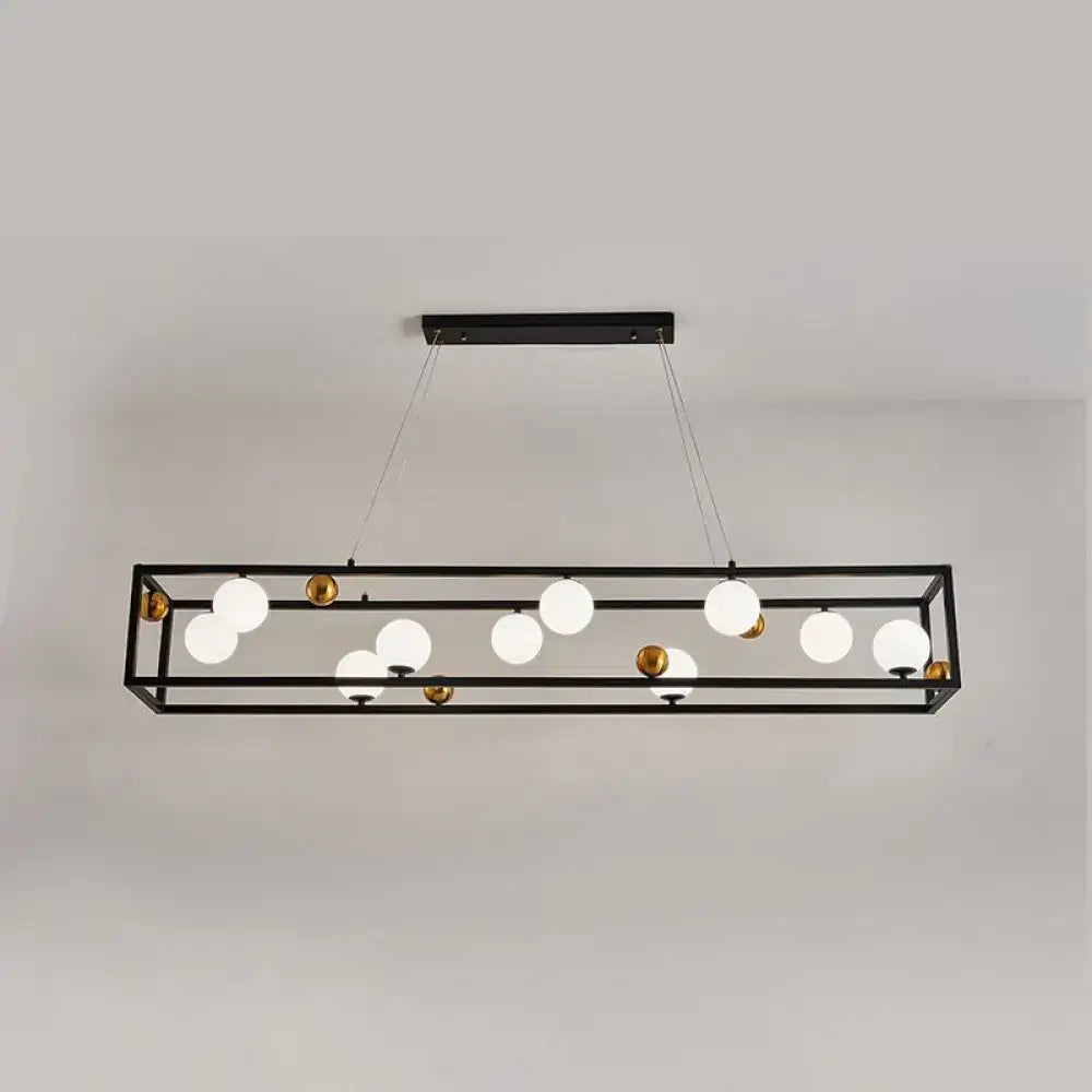 Industrial black & gold pendant light with milk glass shade dining room