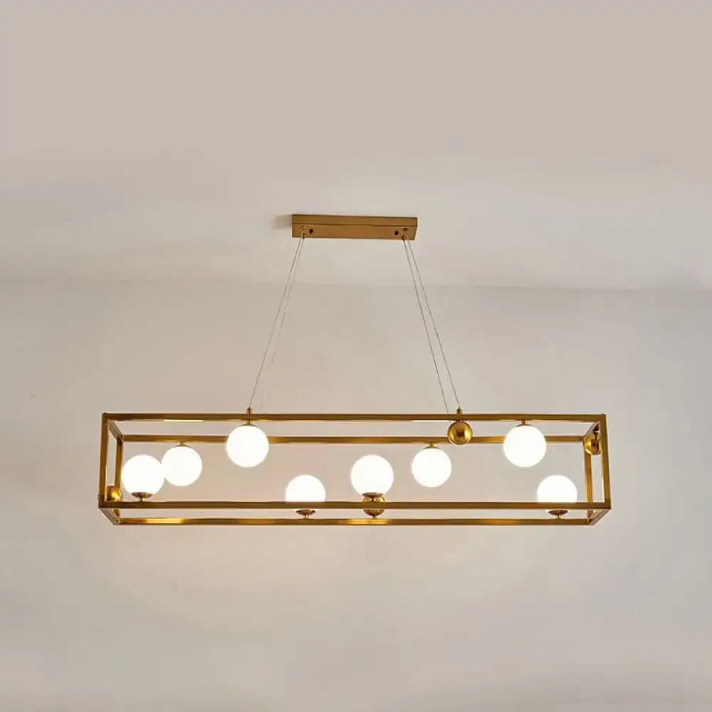 Industrial black & gold pendant light with milk glass shade dining room