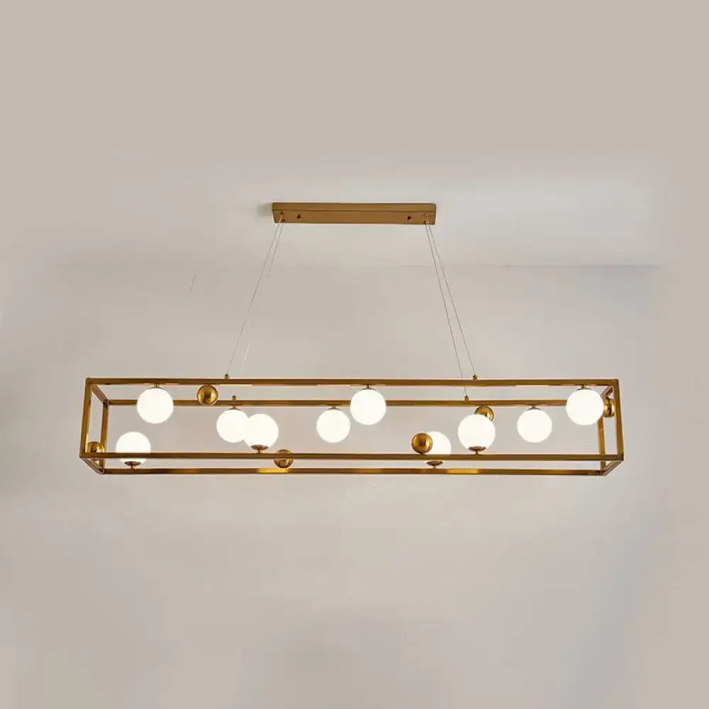 Industrial black & gold pendant light with milk glass shade dining room