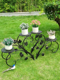 Floral white metal plant stand three tier living room flower rack
