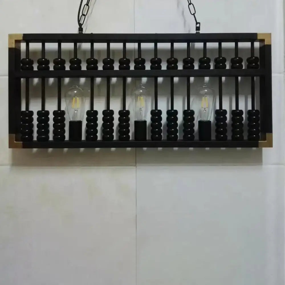 Industrial abacus pendant light black & gold dining room fixture