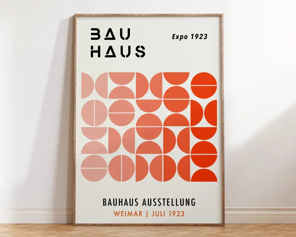 Mid century bauhaus pink & red canvas print living room wall decor