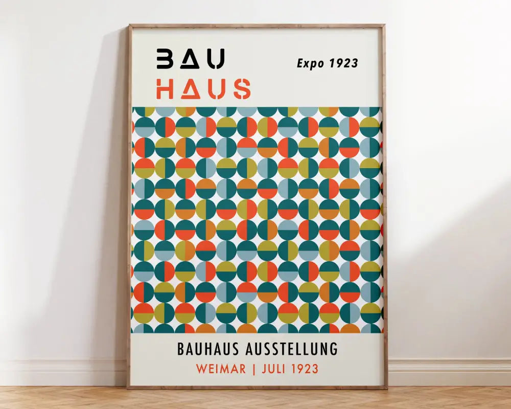 Mid century bauhaus pink & red canvas print living room wall decor