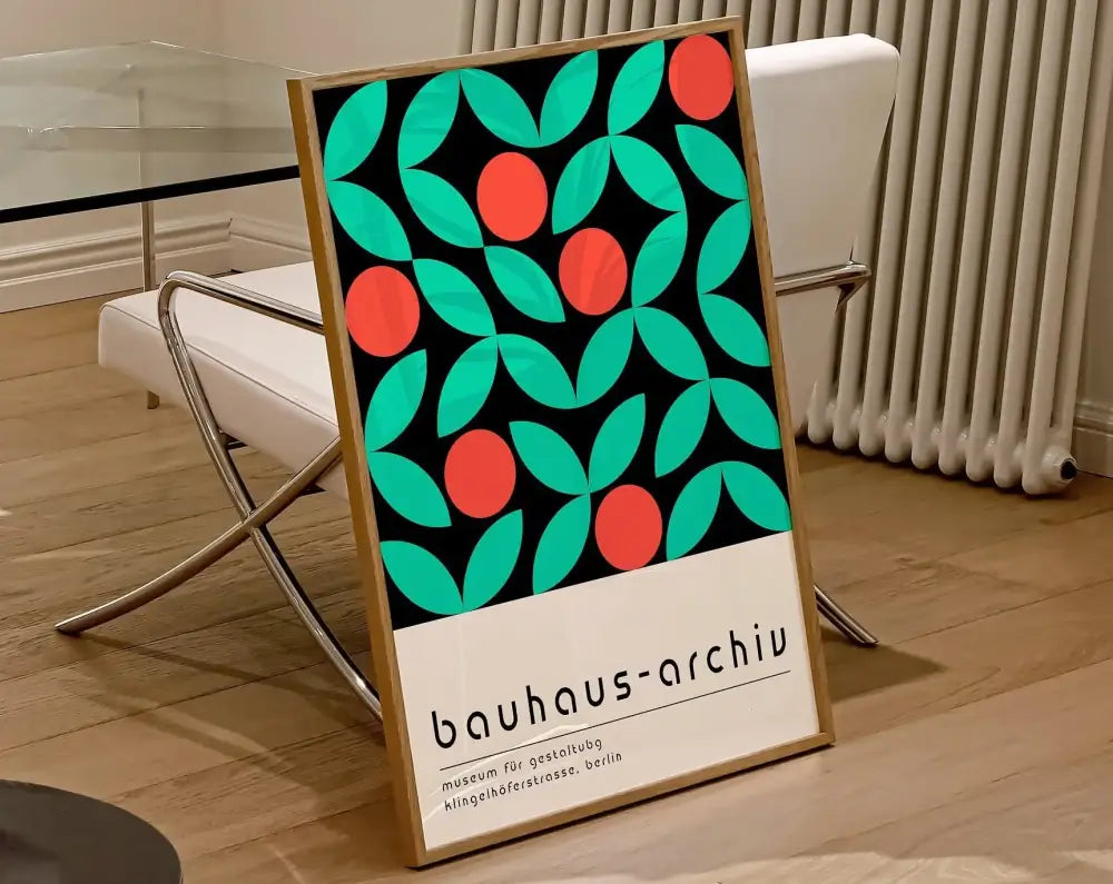 Mid century geometric wall art bauhaus canvas print for living room