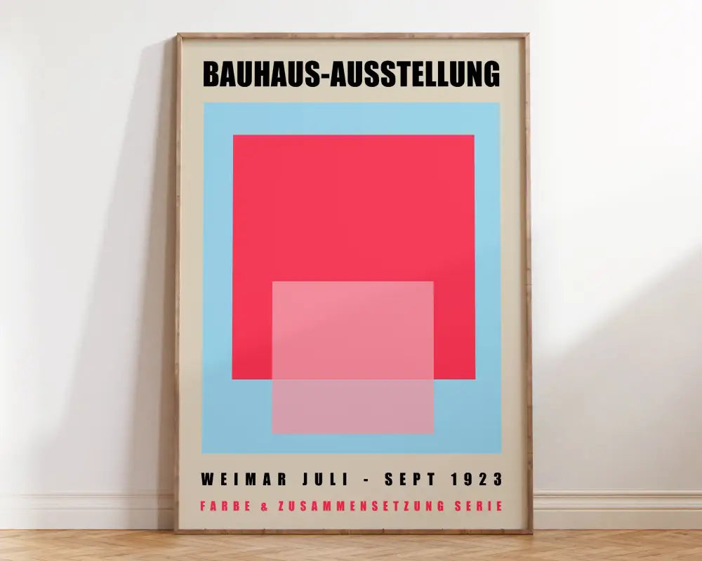 Bauhaus mid century orange & blue geometric wall art living room poster