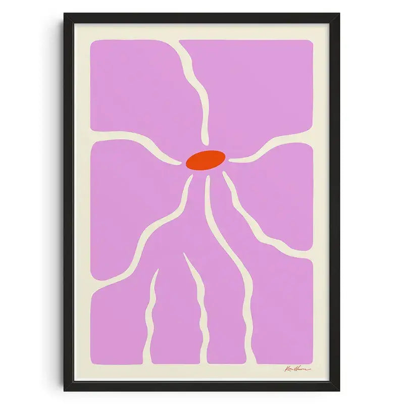 Mid century vintage abstract canvas red & pink mountain living room art