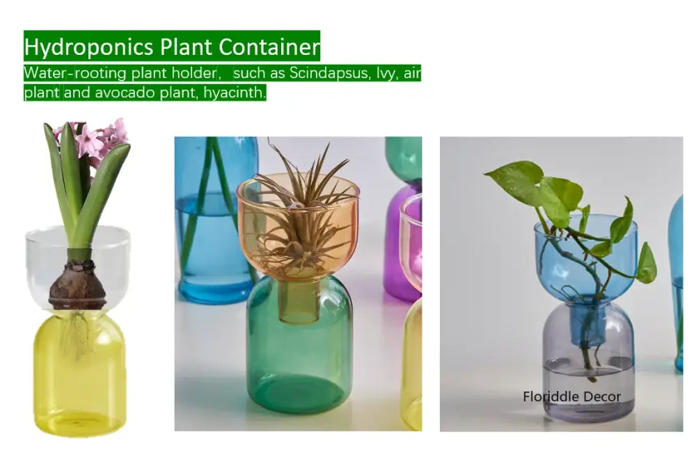Modern colorful two part glass vase set living room decor