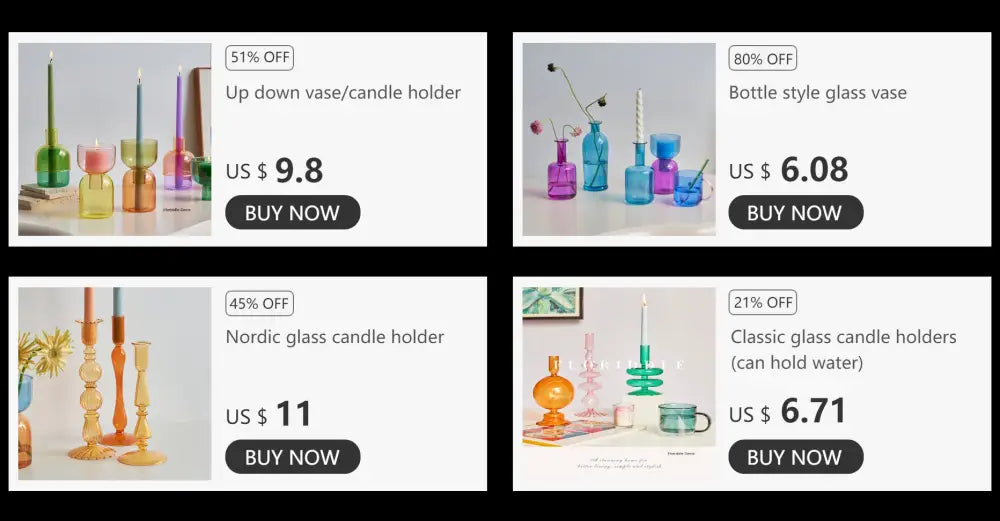 Modern colorful two part glass vase set living room decor