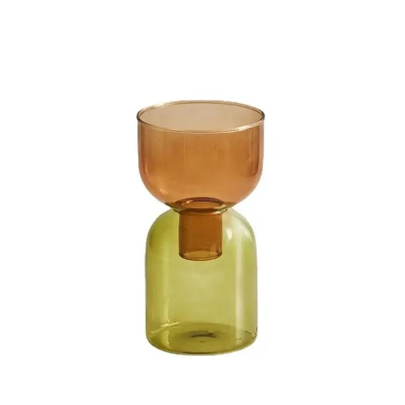 Modern colorful two part glass vase set living room decor
