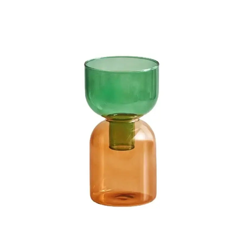 Modern colorful two part glass vase set living room decor