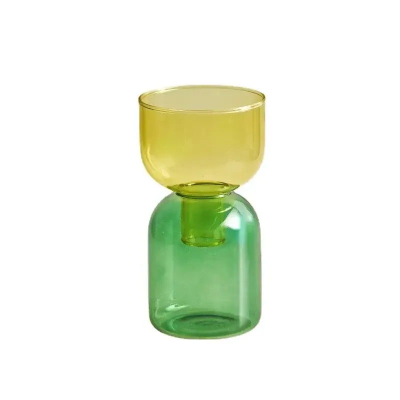 Modern colorful two part glass vase set living room decor