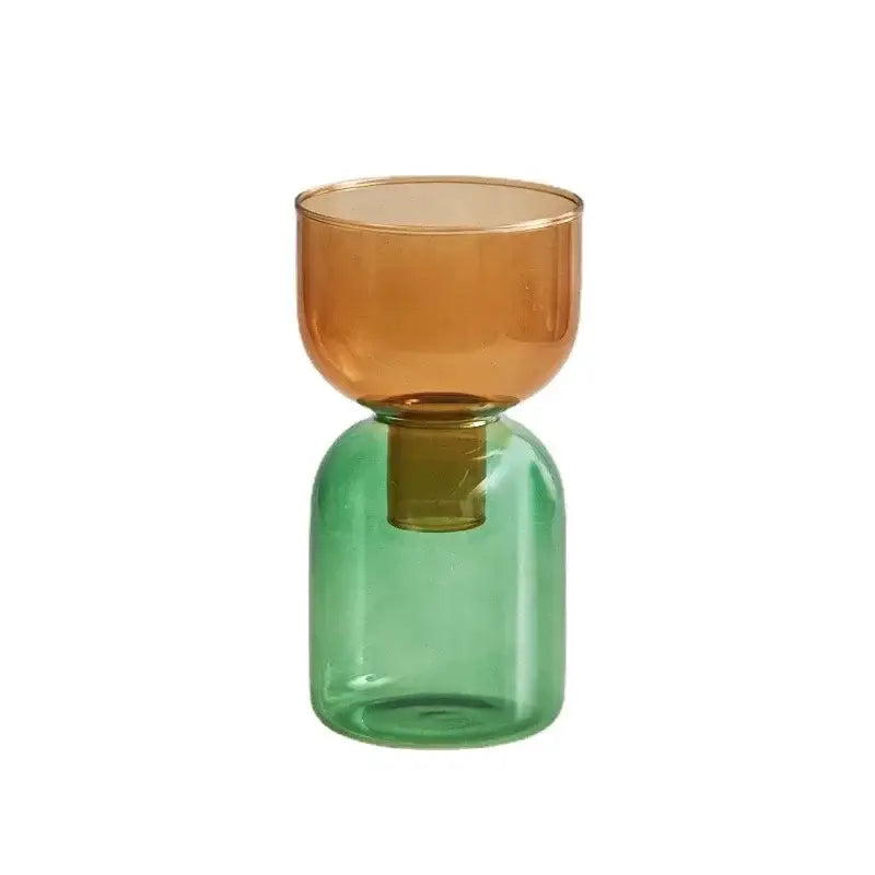 Modern colorful two part glass vase set living room decor