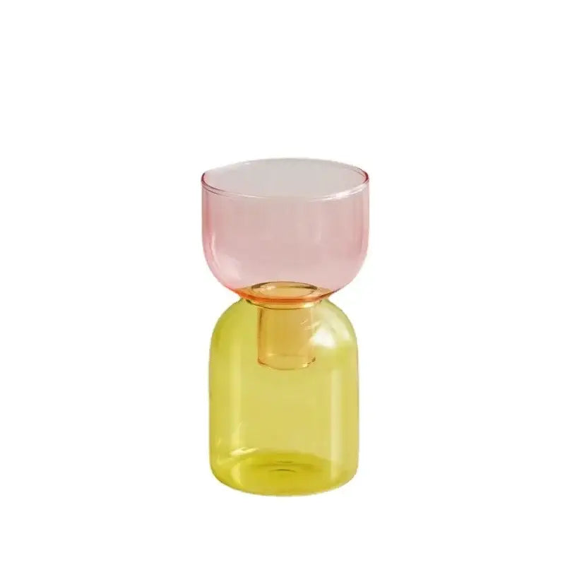 Modern colorful two part glass vase set living room decor