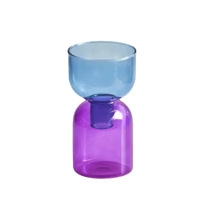 Modern colorful two part glass vase set living room decor