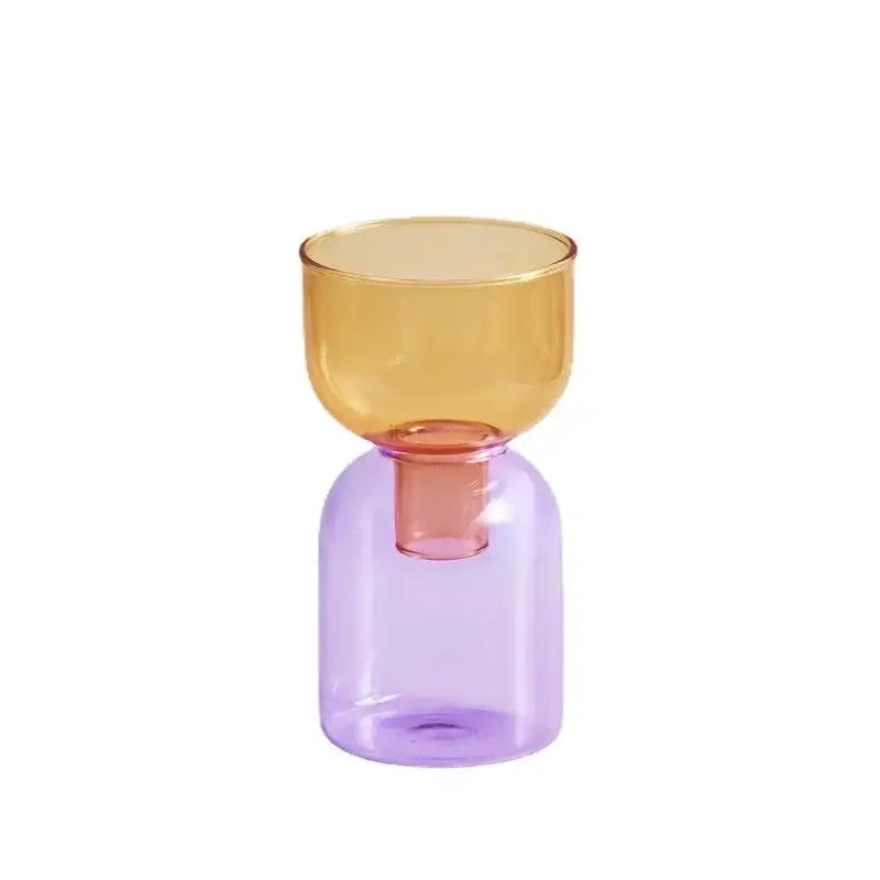 Modern colorful two part glass vase set living room decor