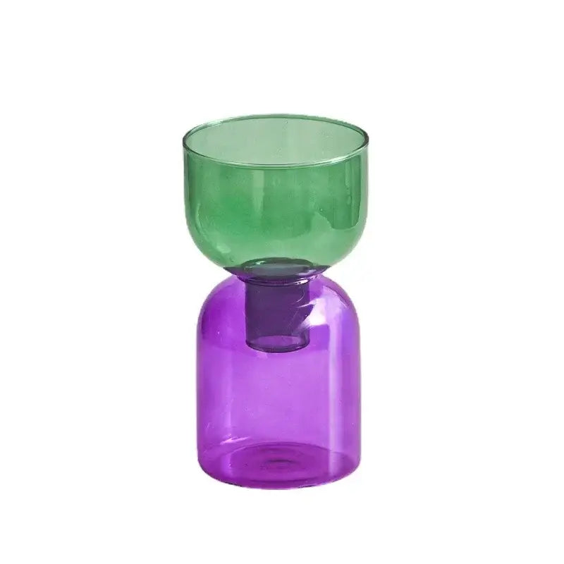 Modern colorful two part glass vase set living room decor
