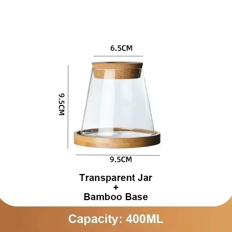 Mini nordic glass hydroponic planter with wood lid living room decor