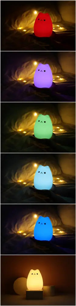 Mini popular cat white silicone night lamp bedroom eye protection