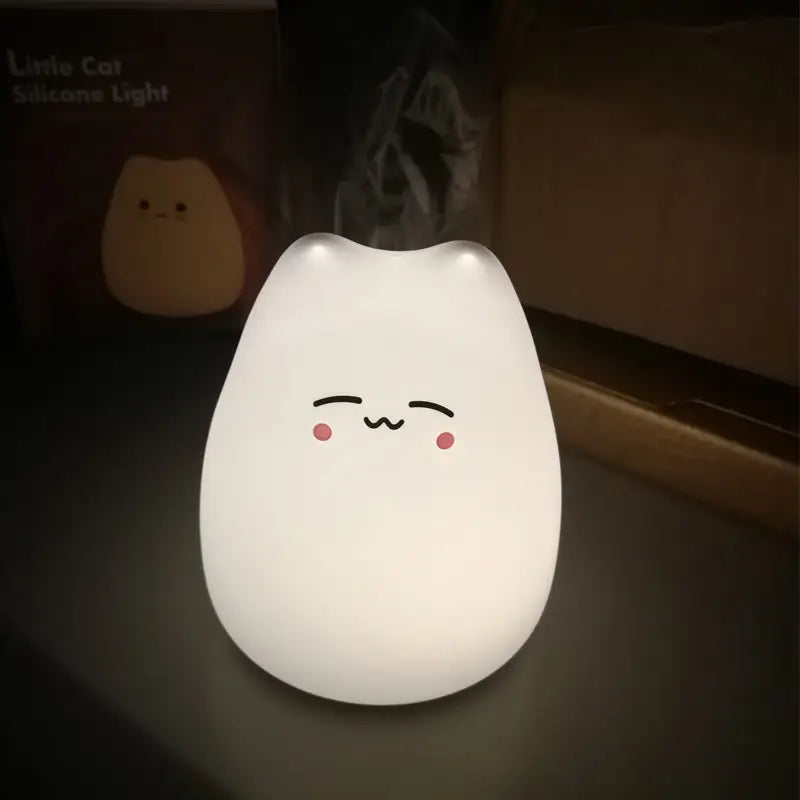 Mini popular cat white silicone night lamp bedroom eye protection