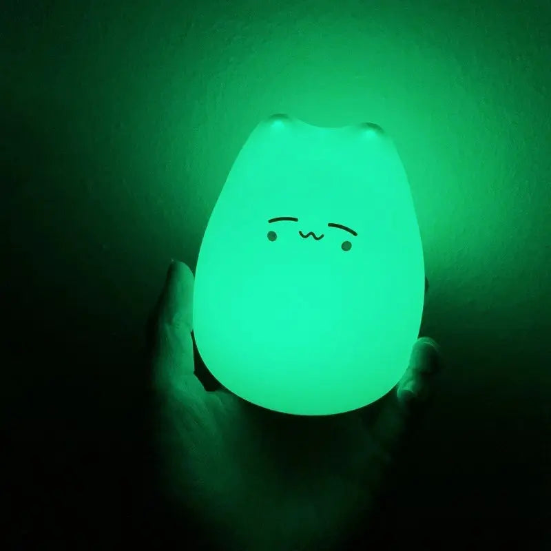 Mini popular cat white silicone night lamp bedroom eye protection