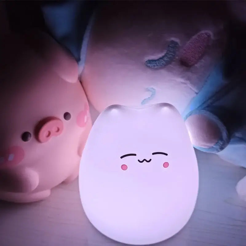 Mini popular cat white silicone night lamp bedroom eye protection