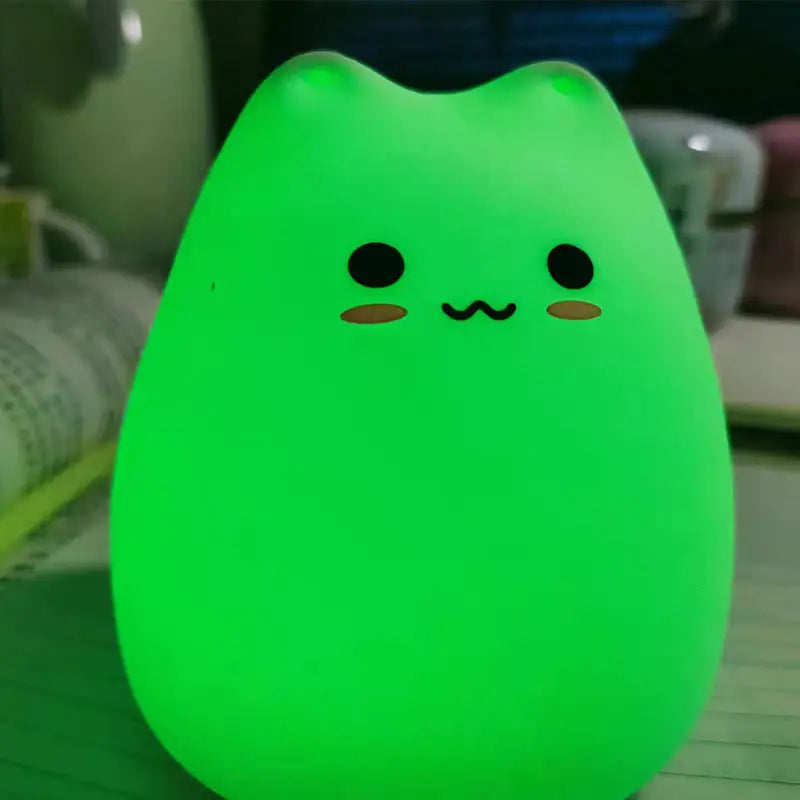 Mini popular cat white silicone night lamp bedroom eye protection