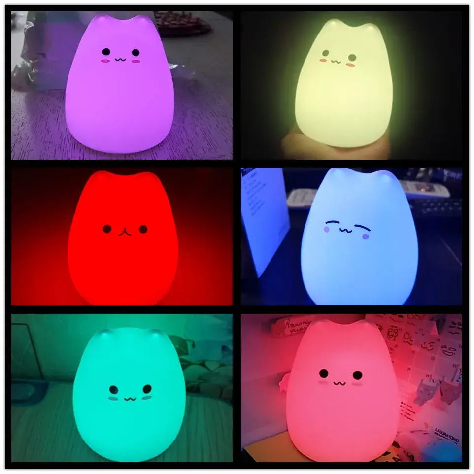 Mini popular cat white silicone night lamp bedroom eye protection