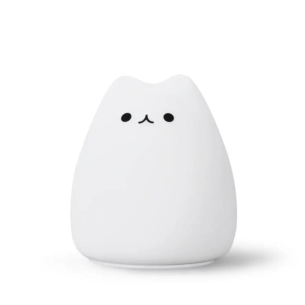Mini popular cat white silicone night lamp bedroom eye protection