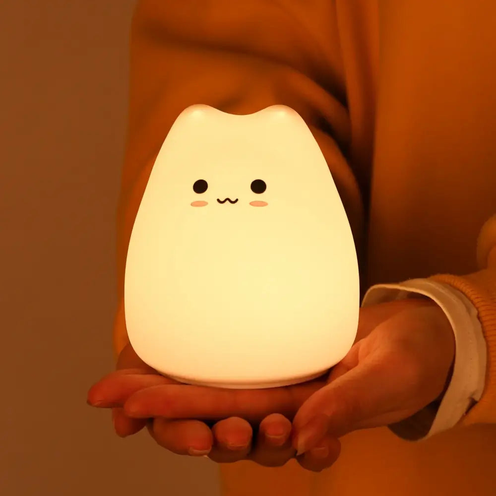 Mini popular cat white silicone night lamp bedroom eye protection
