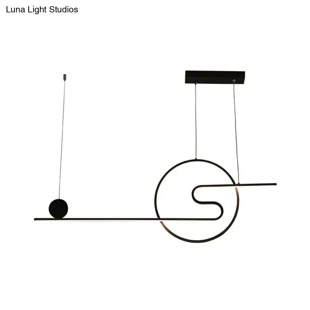 Modern minimalist sun and cloud island light black white gold kitchen