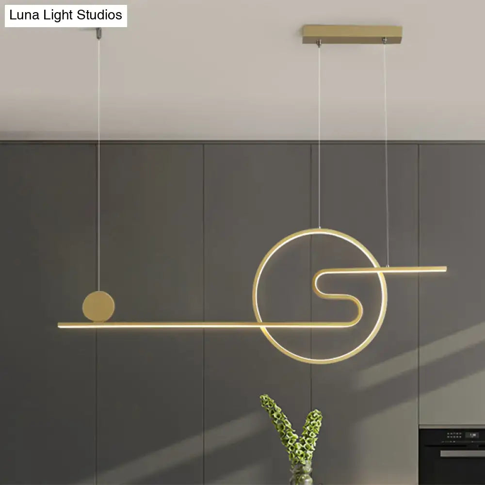 Modern minimalist sun and cloud island light black white gold kitchen