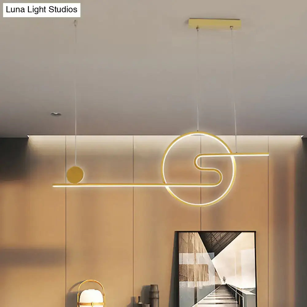 Modern minimalist sun and cloud island light black white gold kitchen